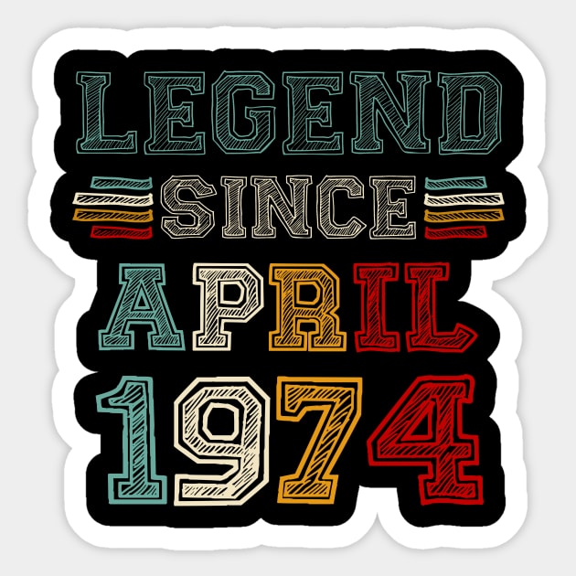 49 Years Old Legend Since April 1974 49th Birthday Sticker by Red and Black Floral